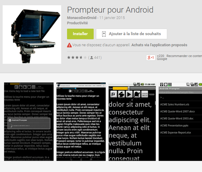 android prompteur